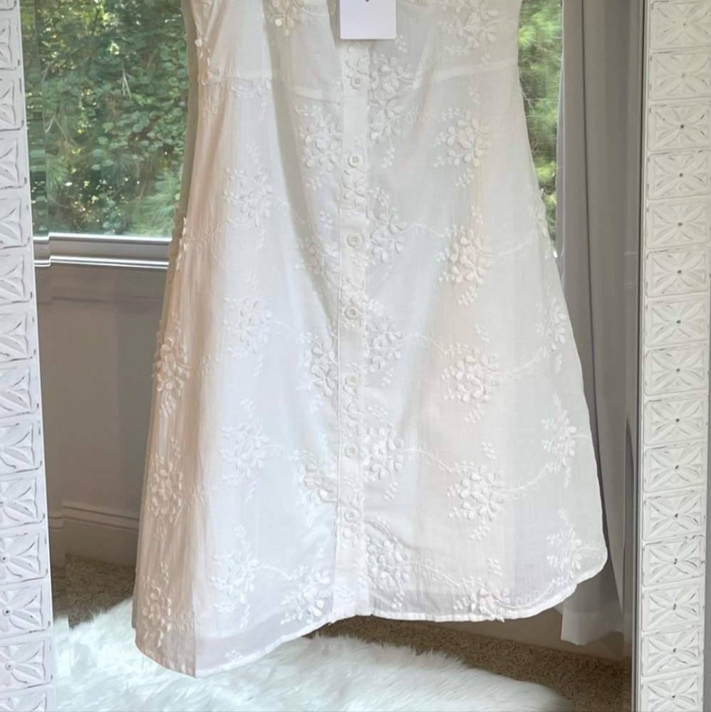 O.P.T. Small White Ethereal FloralEmbroidered Cap Sleeve Mini Dress NWT - Picture 6 of 8